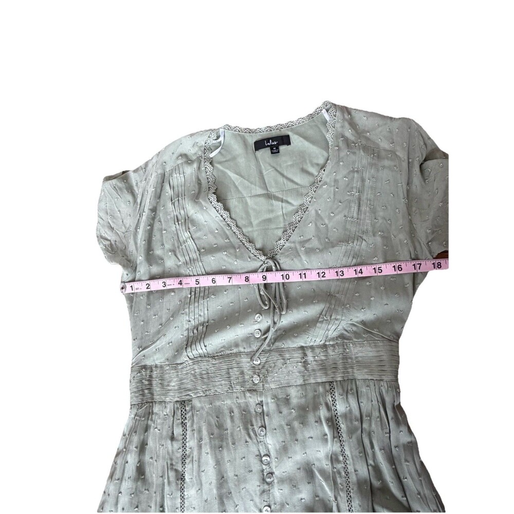 NWT Lulus Completely In Love Swiss Dot Button-Front Maxi Dress Sage Green Sz m - Picture 10 of 12